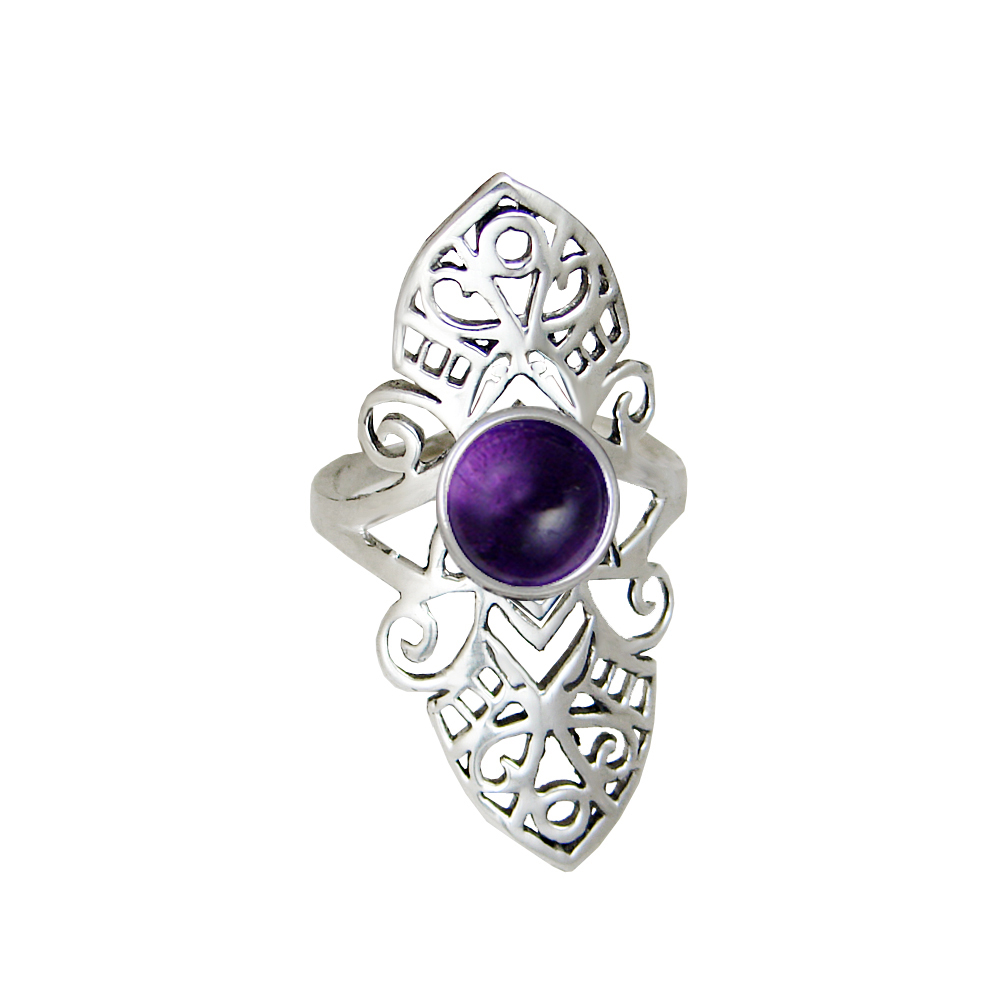 Sterling Silver Filigree Ring With Amethyst Size 6